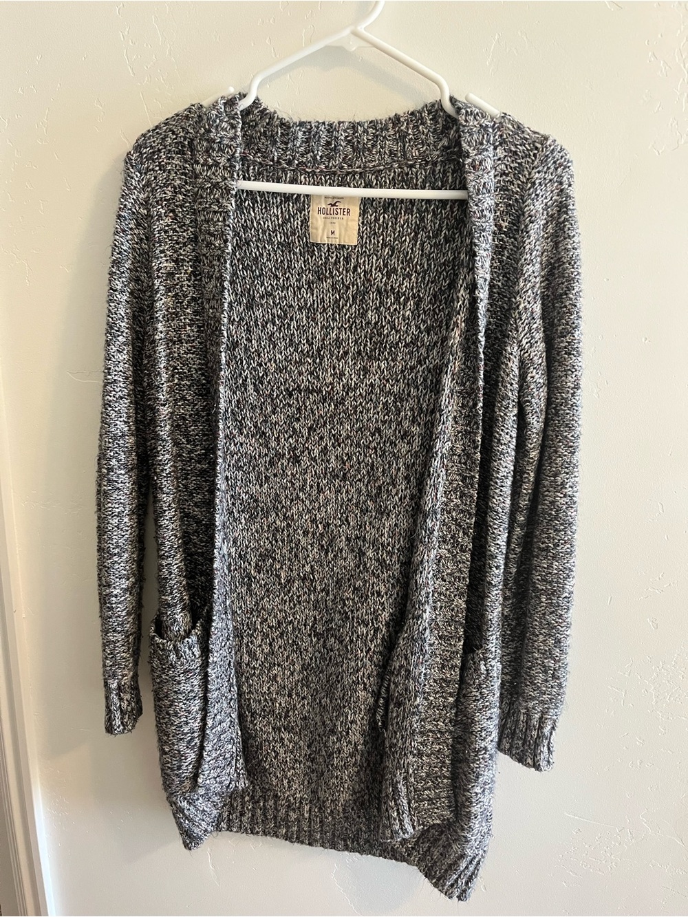 Hollister Gray Marled Open-Front Knit Cardigan